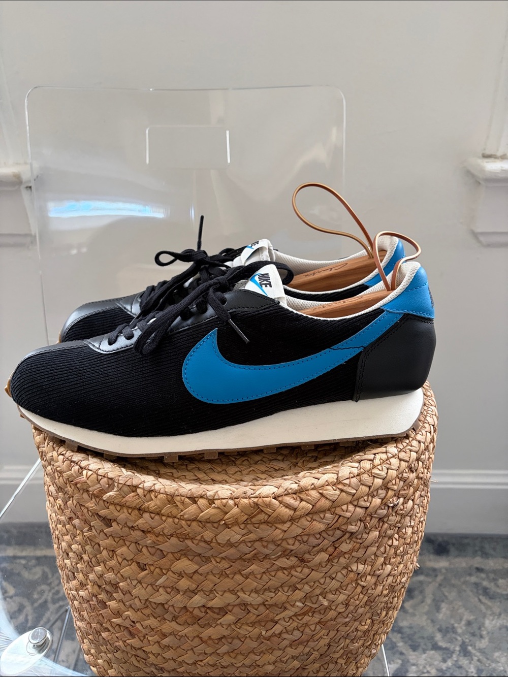 New Nike Black Sneakers with Bright Blue Swoosh